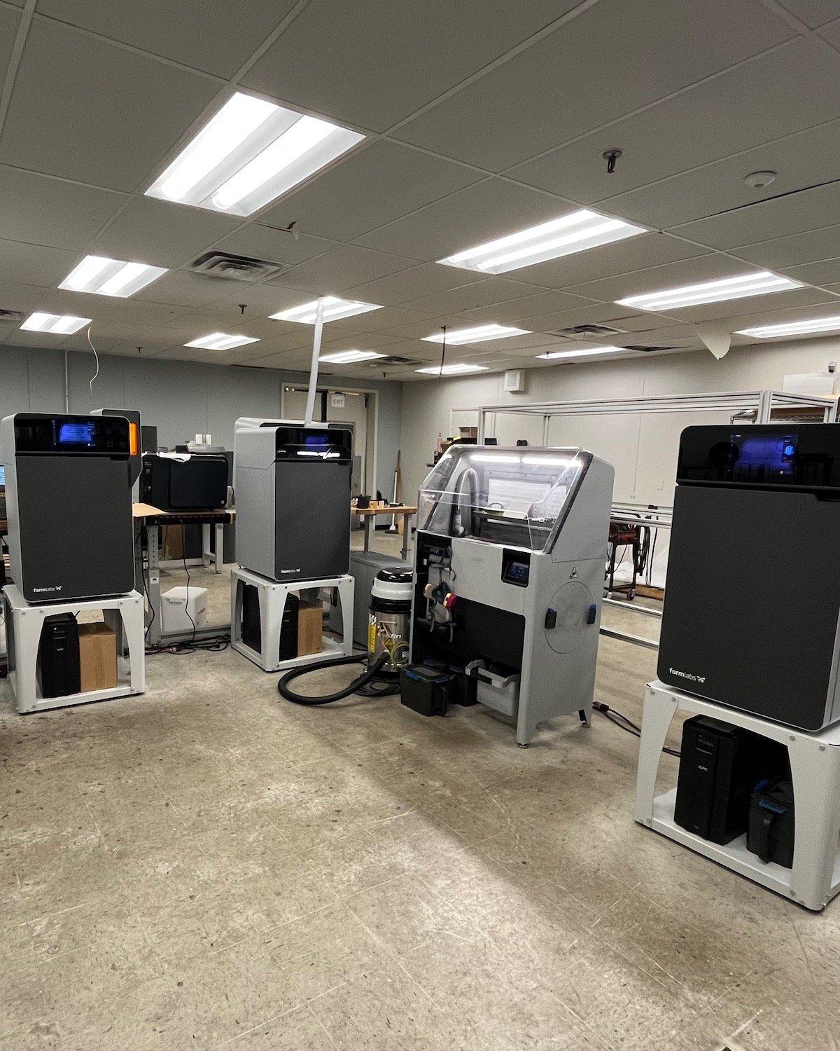 a bank of Fuse series SLS 3D printers at Labconco