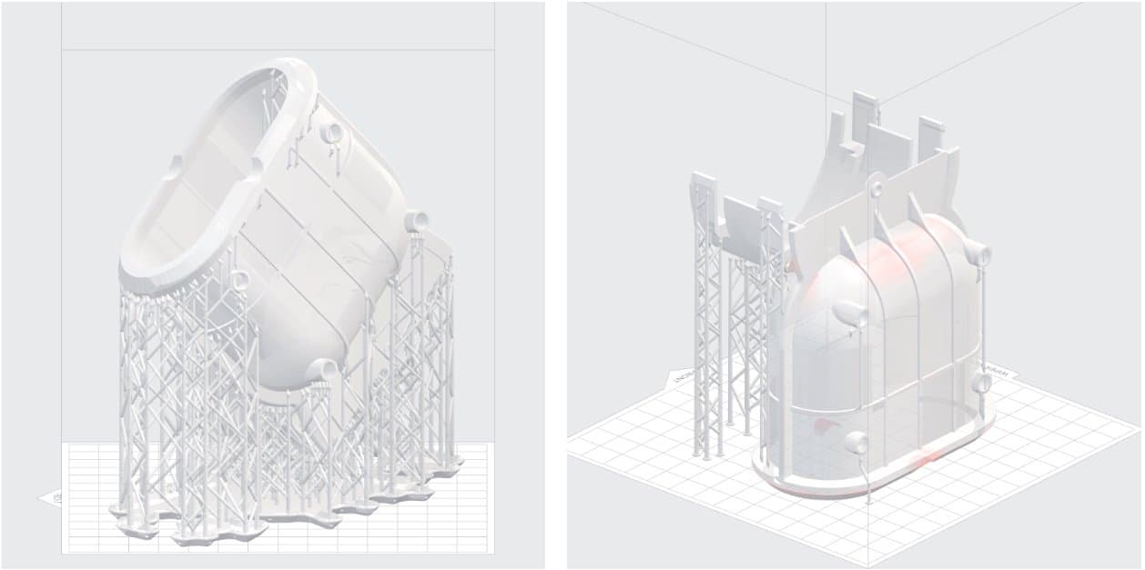 PreForm 2.18.0 bietet die Möglichkeit, flache Geometrien direkt auf der Konstrutkionsplattform zu drucken und Stützstrukturen für Überhänge zu verwenden, ohne dass ein vollständiger Raft erforderlich ist.