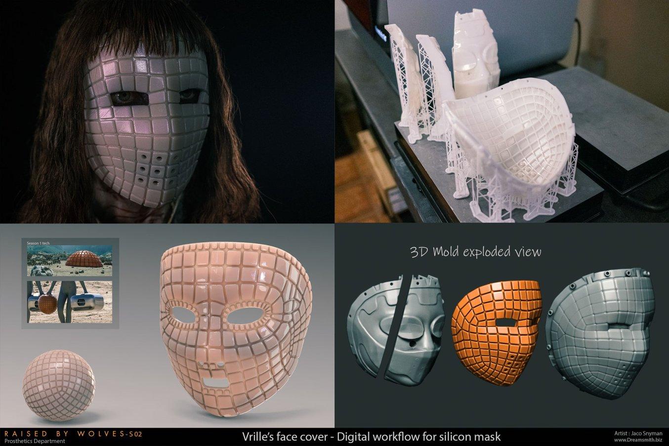 Conception et impression 3D d'un masque en silicone complexe et très détaillé.