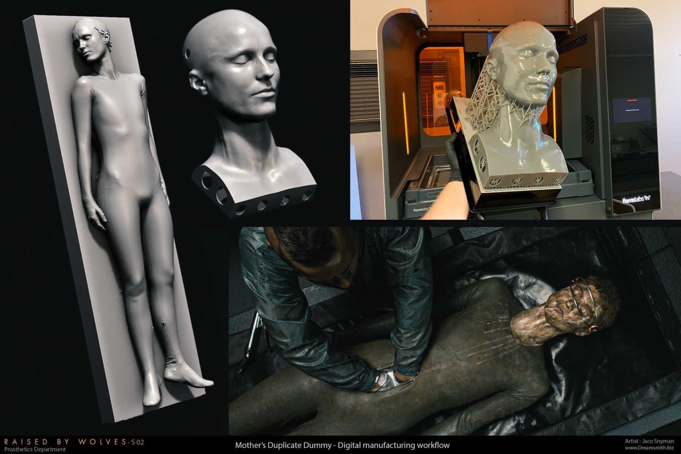 La tête de l'actrice Amanda Collin, imprimée en 12 heures avec Draft Resin sur la Form 3L.