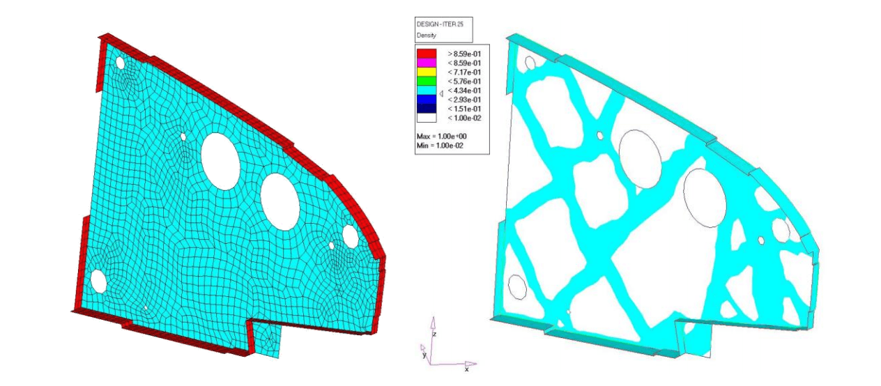 Topologieoptimierung des Rippenteils für die Vorderkante der Tragflächen des Airbus A380 (Quelle)