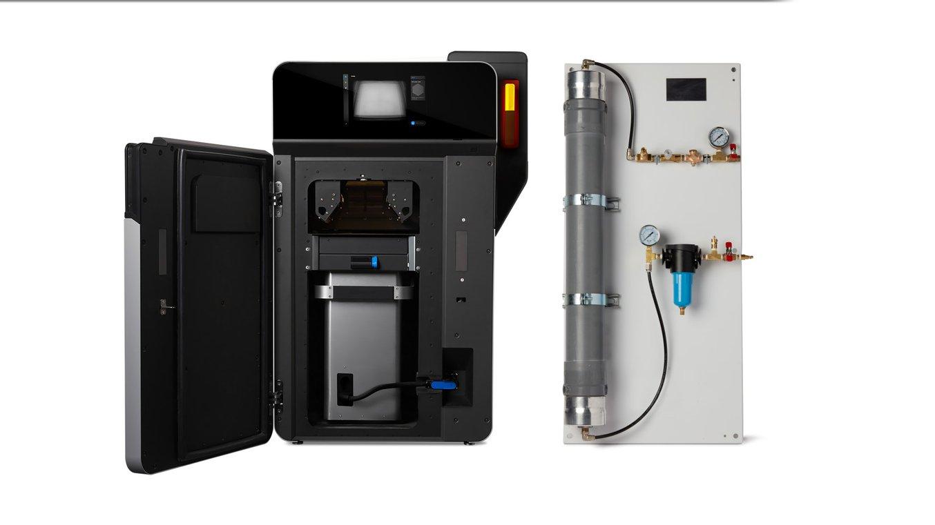 The Fuse 1+ 30W SLS printer and nitrogen generator pair together for a streamlined workflow.