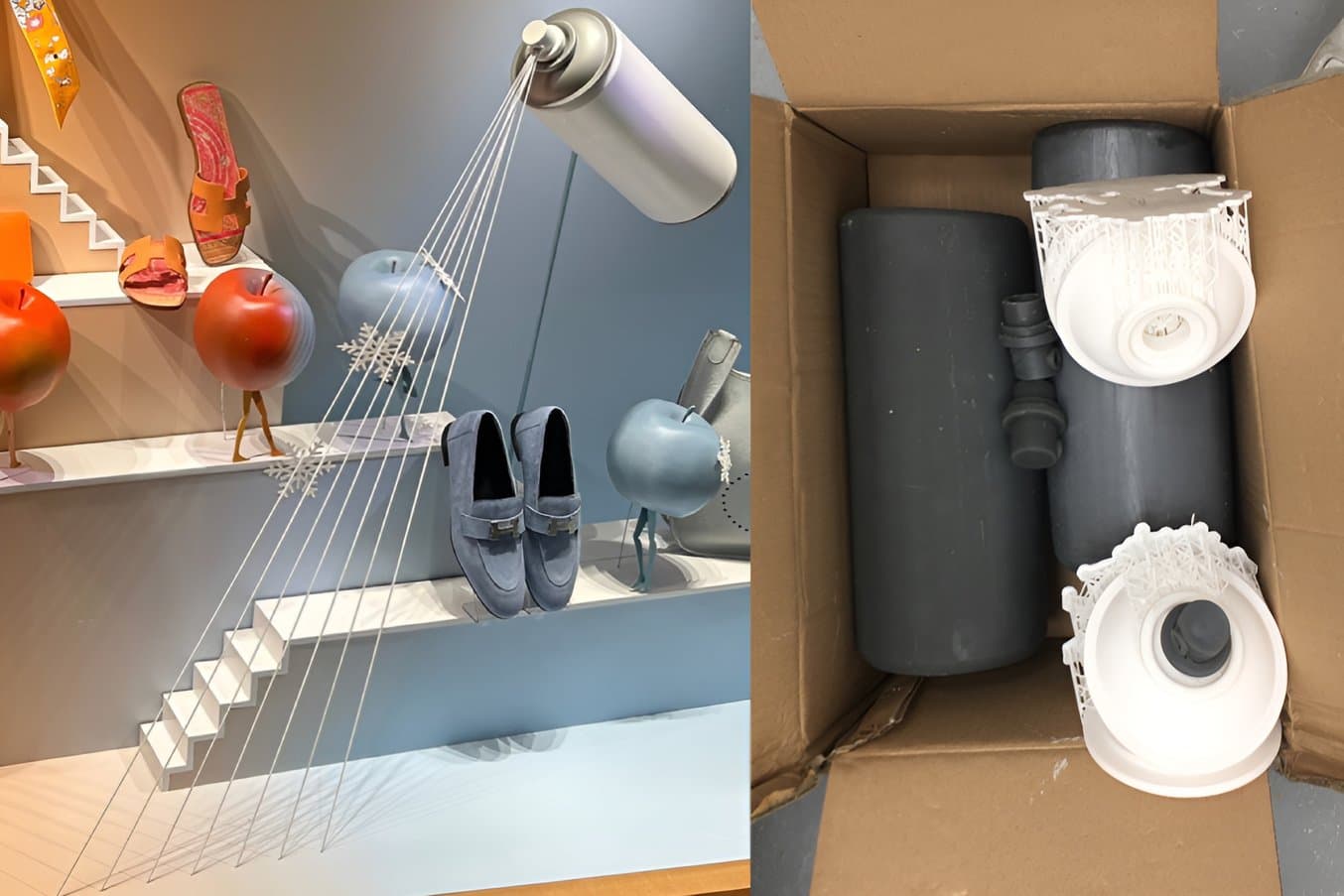 model of spray can built from a metal tube and 3D printed applications