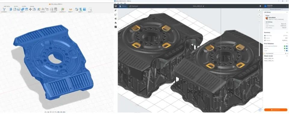 Screenshots of thrust vectoring distributed electric propulsion system parts in PreForm