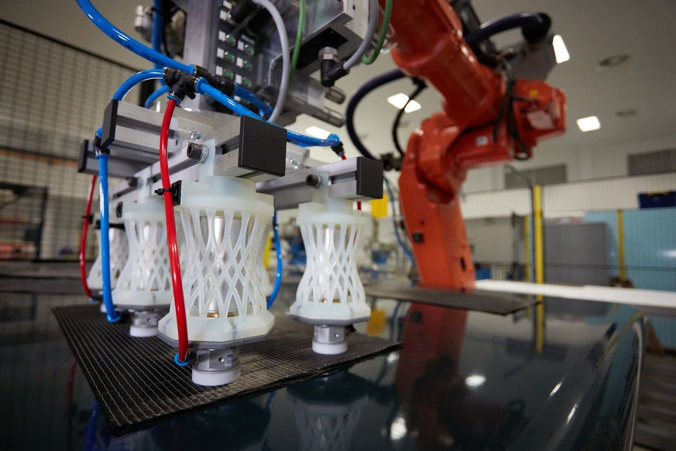 SLS 3D printed engineering part end of arm tooling by AMRC