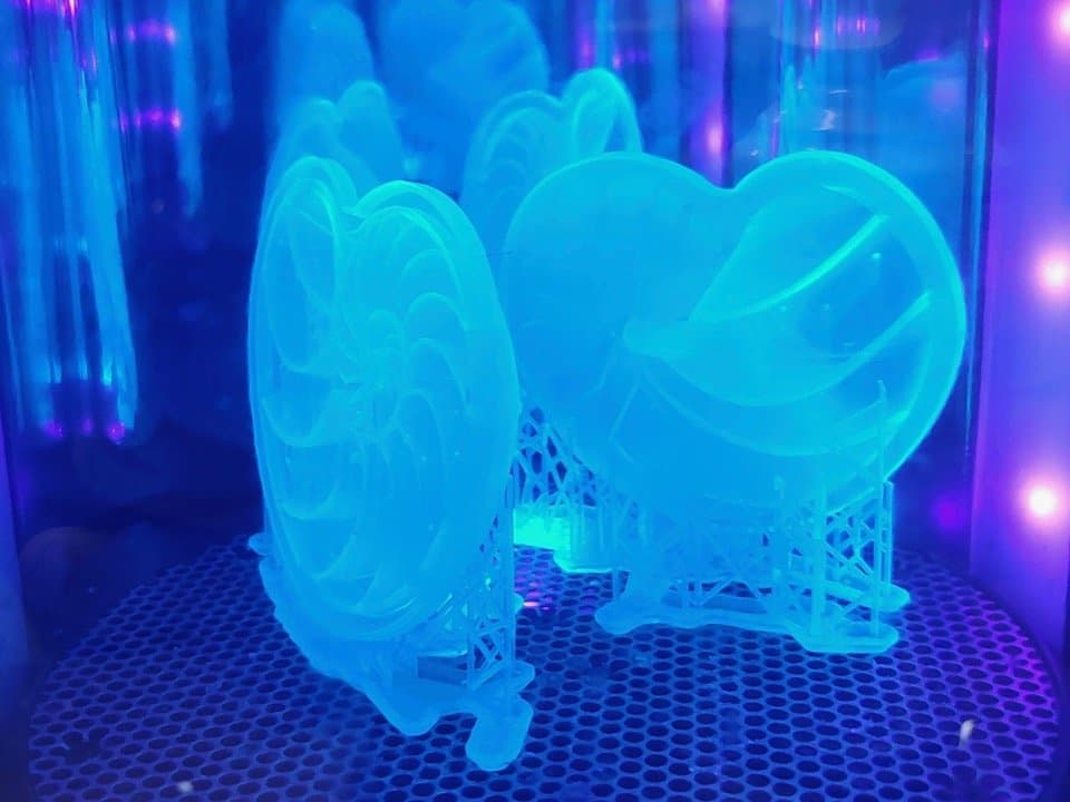 dos formas nautiloides impresas en 3d