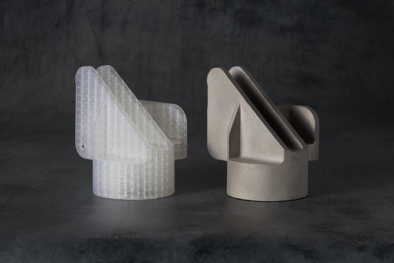 Clear Cast Resin printed pattern and finished metal casting.