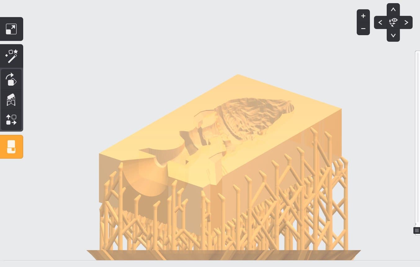 Point the cavity of your pull-part mold upwards in PreForm.