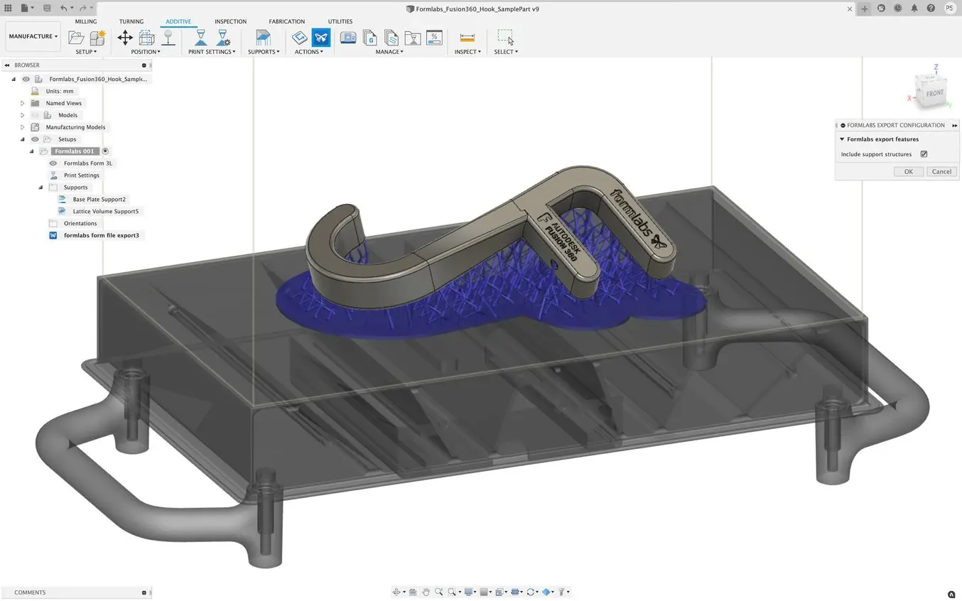 Form 3L build platform in Fusion 360