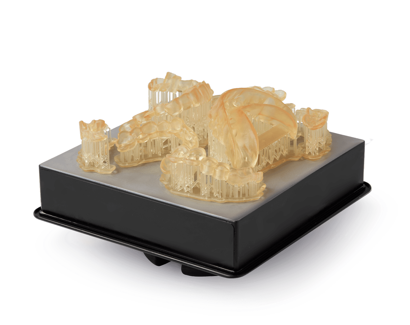 Schienen aus Surgical Guide Resin auf einer Bauplattform