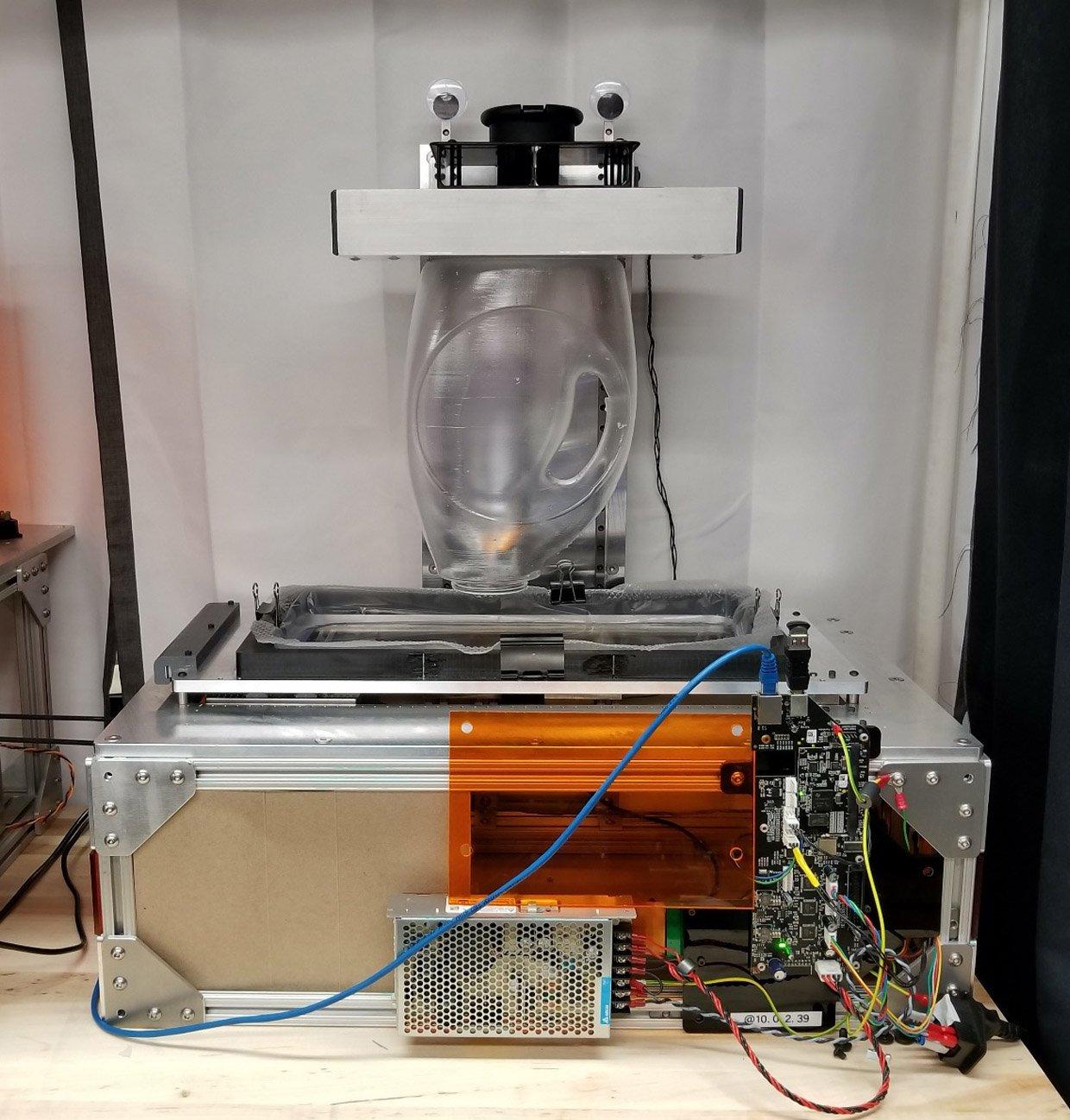Early works-like prototypes of the Form 3L large-format SLA 3D printer.