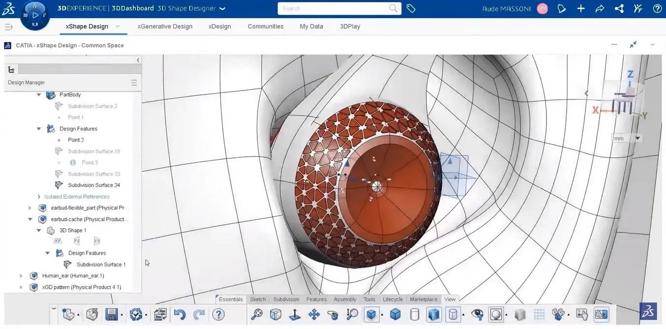 L'ultima versione di CATIA organizza i moduli in schede separate con un'interfaccia più intuitiva. Include anche funzionalità di design generativo simili a quelle di Grasshopper.