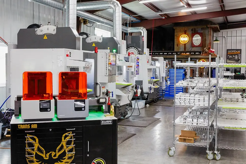 Formlabs Form 2 SLA 3D printers in the Ringbrothers automotive shop.