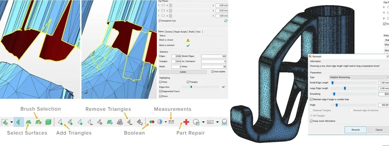 Netfabb offre des capacités avancées de réparation STL.