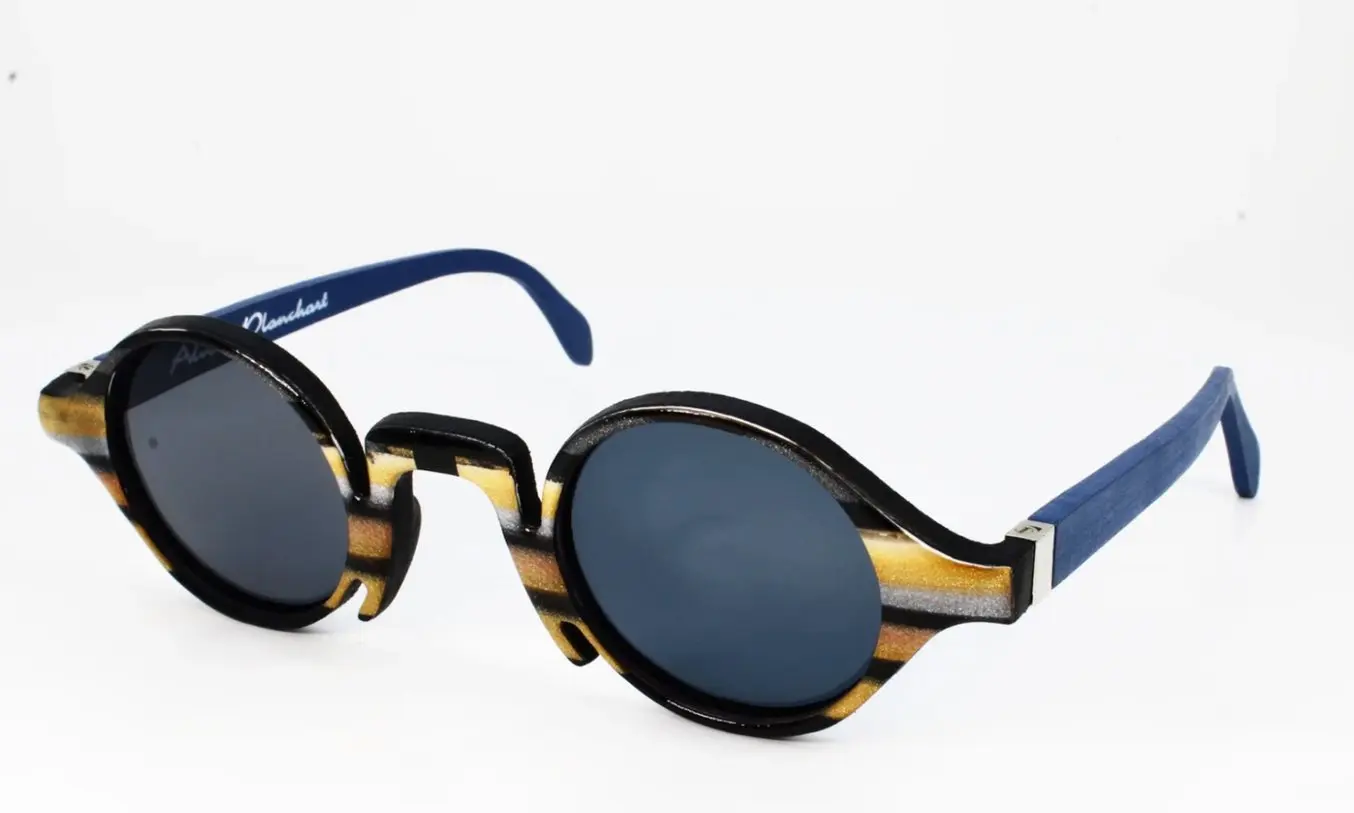 Eyewear frames and temples printed on the Fuse 1+ 30W printer, designed and manufactured by Alvaro Planchart.