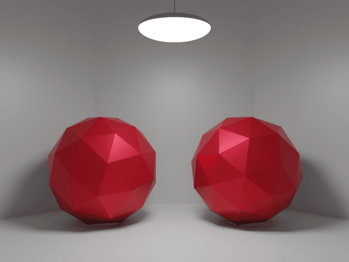 Two identical red objects in white light