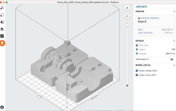 conception de moules par injection pour l'impression 3d