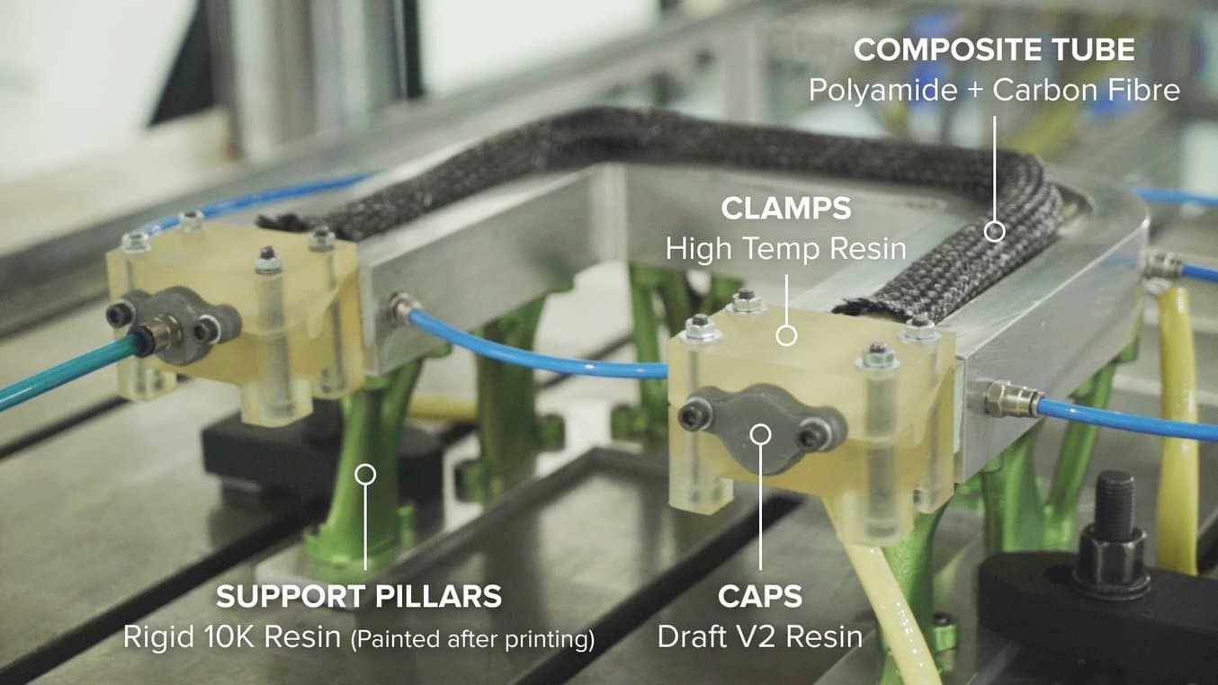 Este equipo de termoformado para tubos de materiales compuestos se construyo con diversas piezas impresas en 3D.