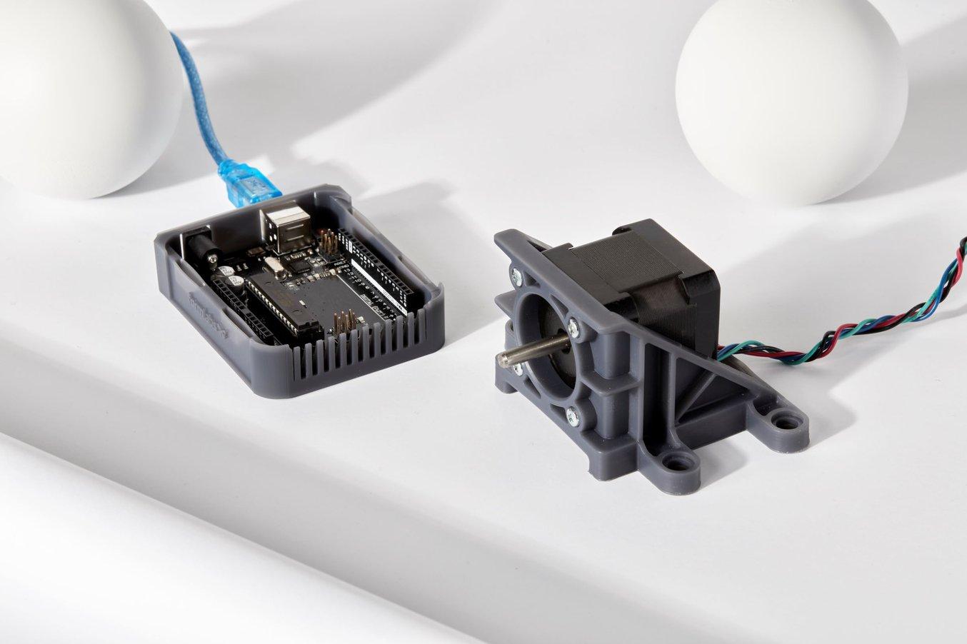 A electronic enclosure and motor housing made from Tough 2000 Resin