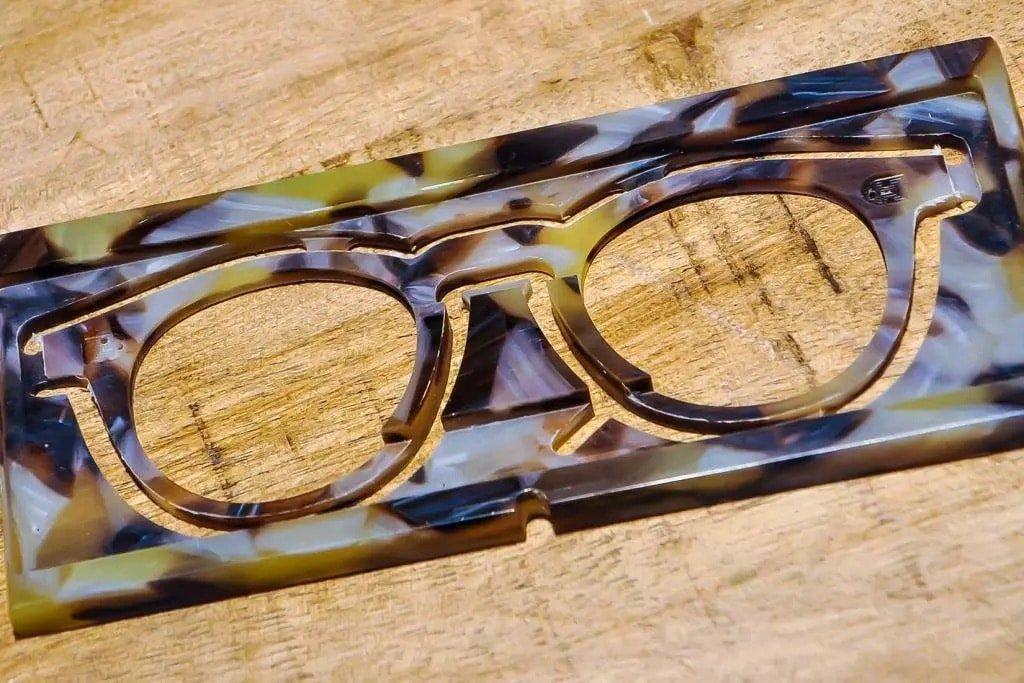 A traditional acetate frame created by a cutting process