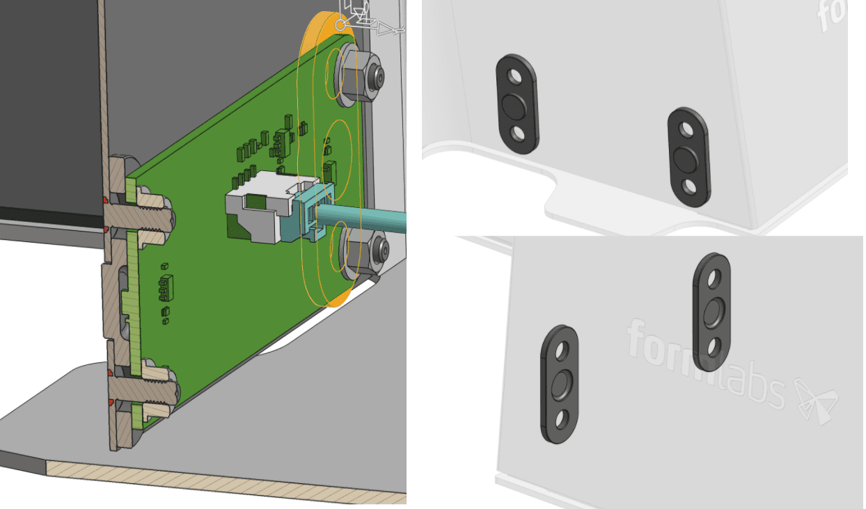 The Form Cure L interlock spacer parts, rendered in CAD