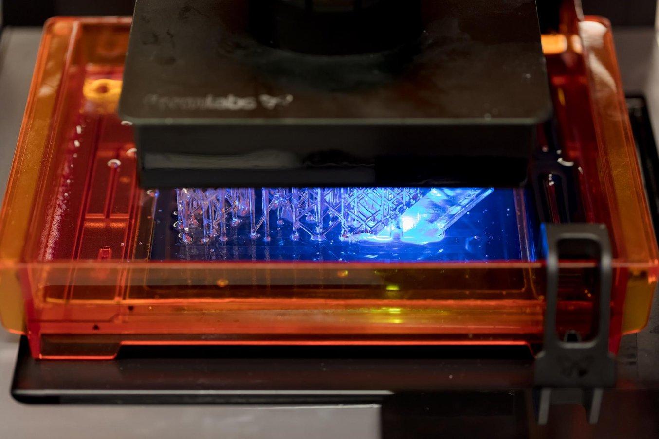Resin 3D printer in action - laser