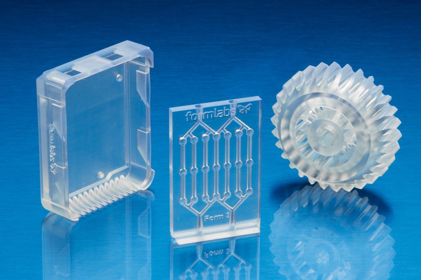 SLA光造形3Dプリンタ Form 3+では透明な3Dプリント品を低コストかつ最小限の後処理で製作することができる。
