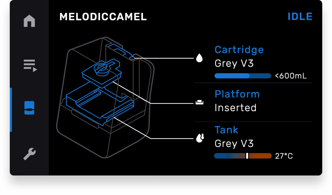 Formlabs Printer Screen - Status alerts