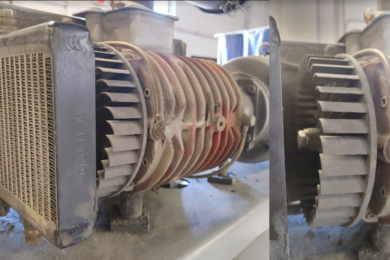 Pieza de recambio impresa en 3D para el rotor de una bomba de vacío para termoformado industrial.