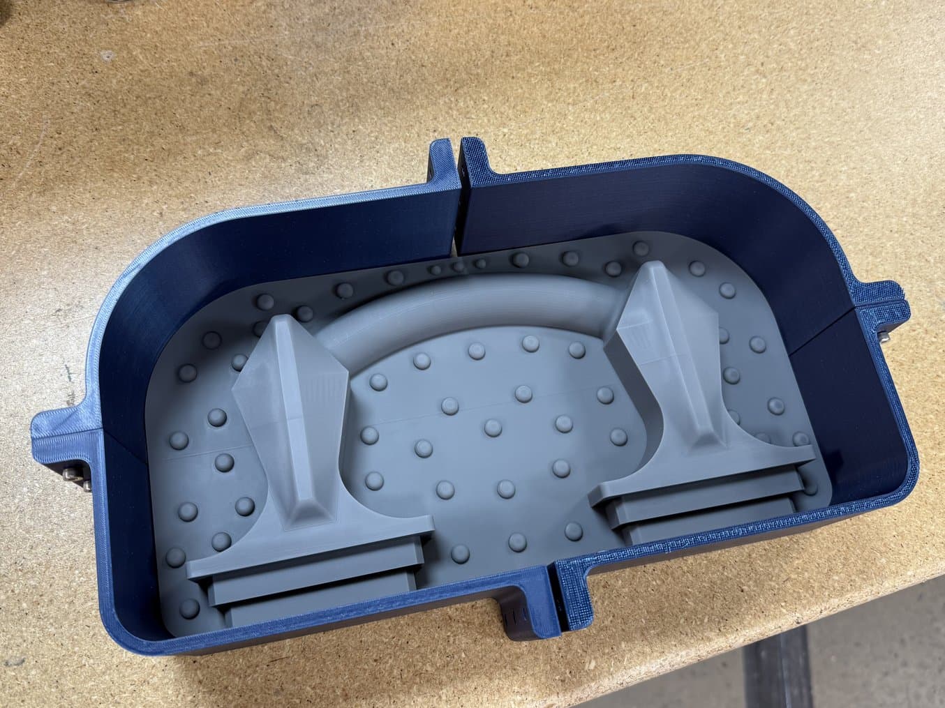 Grey 3D printed part being prepared for mold making