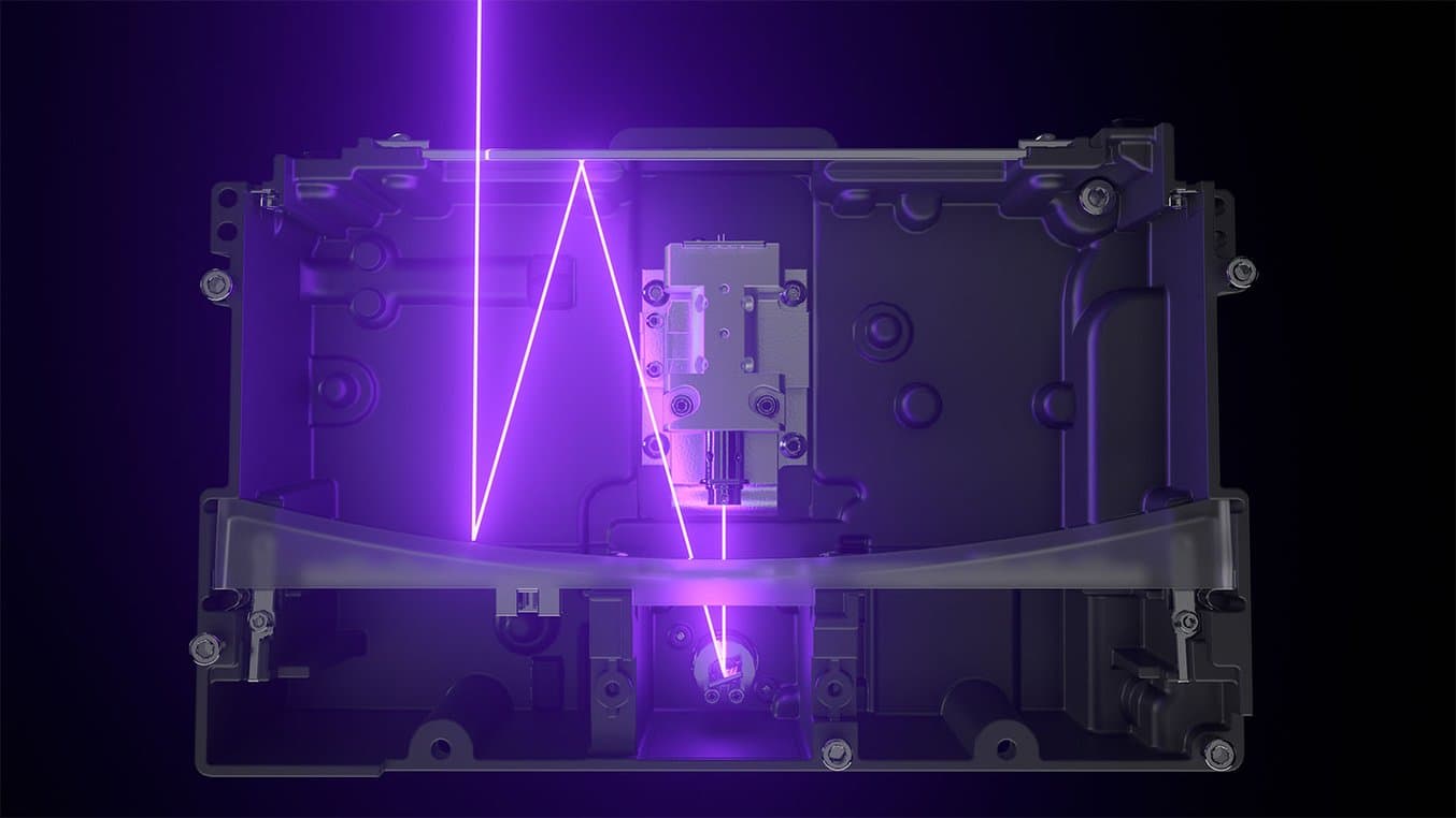 Die Light Processing Unit (LPU) enthält ein System aus Linsen und Spiegeln, um genaue, wiederholbare Druckteile zu ermöglichen.