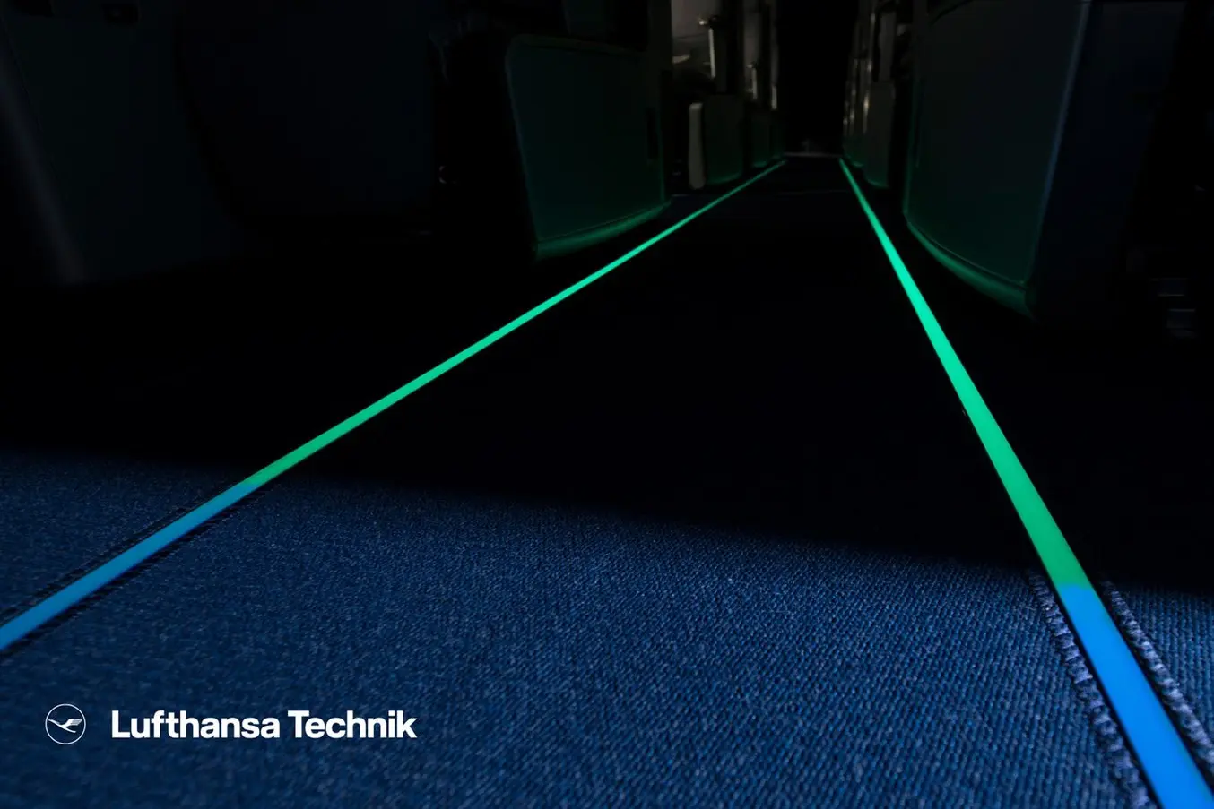 Escape-Route Markings In An Airplane Aisle