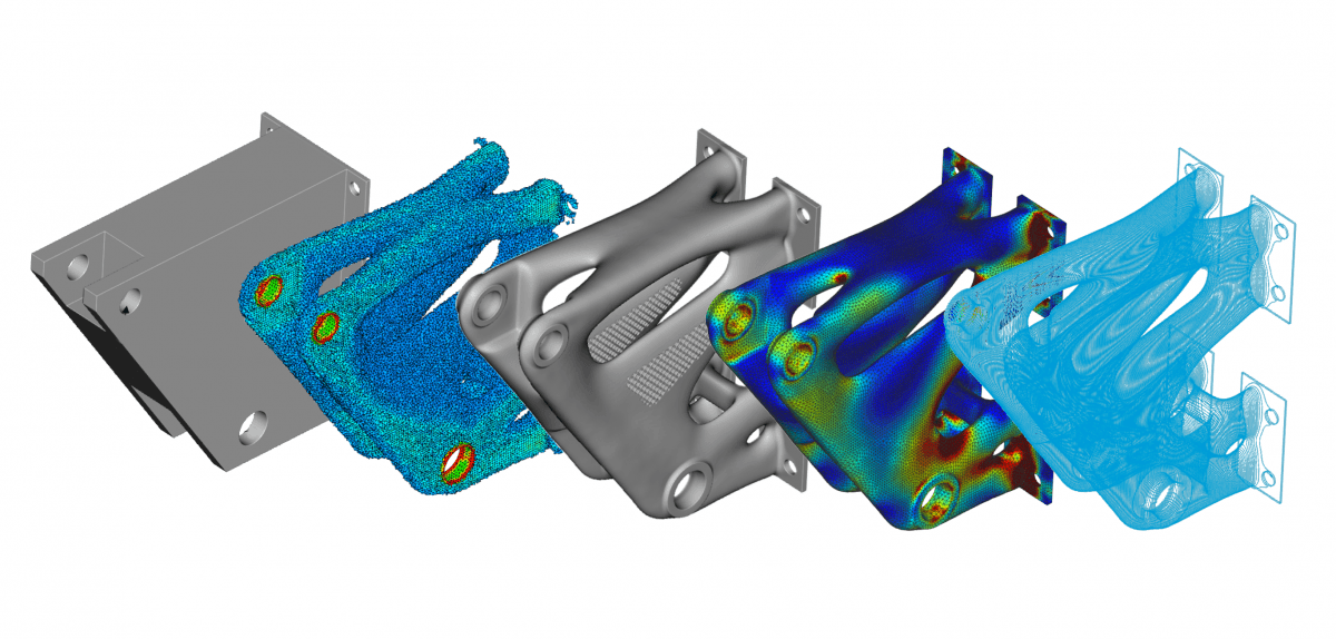 3D-Modell im Prozess der Topologieoptimierung