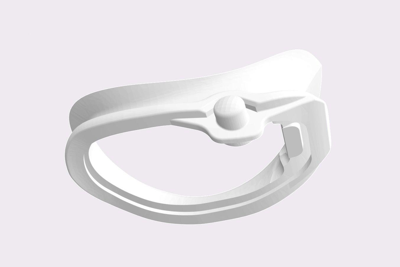 CAD file of a goggle gasket with an integrated button.