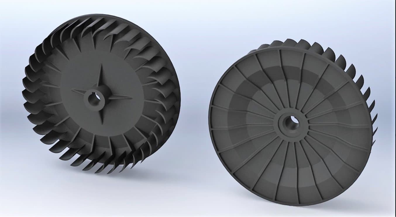 Il file 3D della parte sostitutiva provvisoria del girante su SolidWorks.Il file 3D della parte sostitutiva provvisoria del girante su SolidWorks.