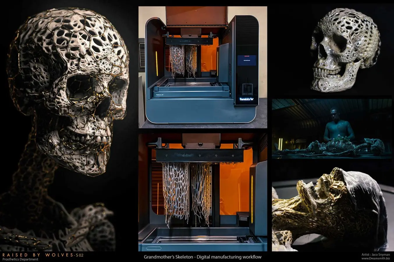 Forma organica di uno scheletro biomeccanico di grandi dimensioni, stampato in 3D con la Form 3L.