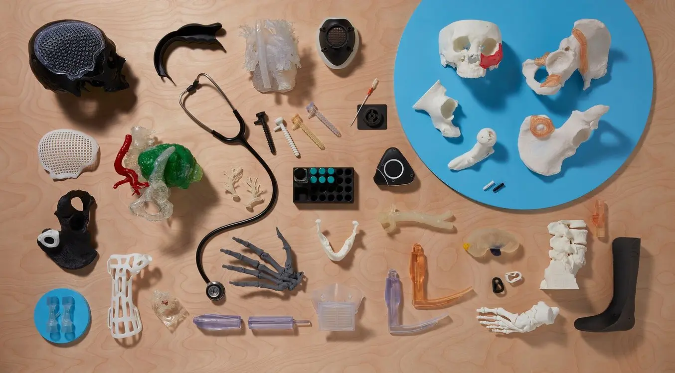 a spread of 3D printed medical parts