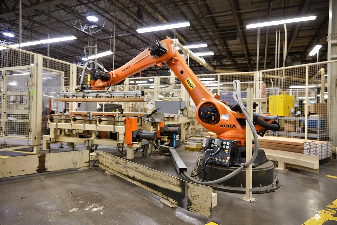 Ashley Furniture’s first robot, a palletizer.