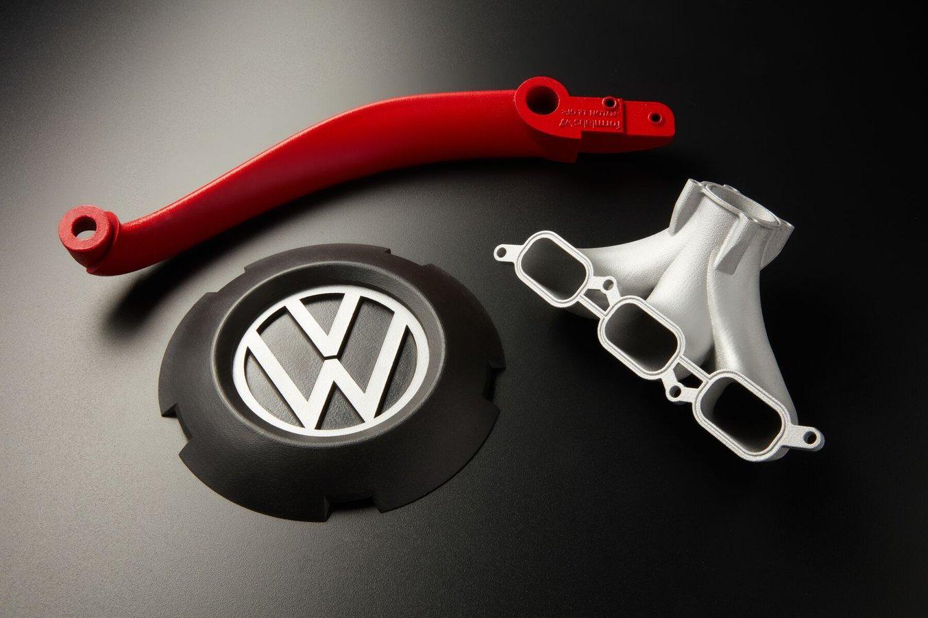 three 3D printed parts from automotive applications, cerakoted