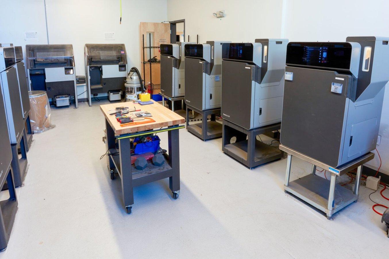 a selective laser sintering (SLS) 3d printer fleet