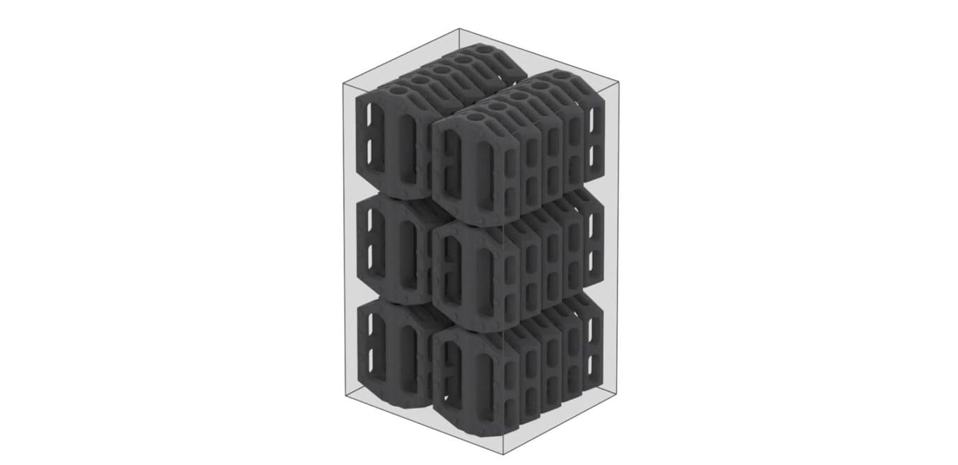 Frittage sélectif par laser (SLS) - Remplissage - Le procédé SLS permet aux opérateurs de remplir au maximum la chambre de fabrication de pièces, et des les imprimer sans supports, ce qui fait gagner du temps de post-traitement.