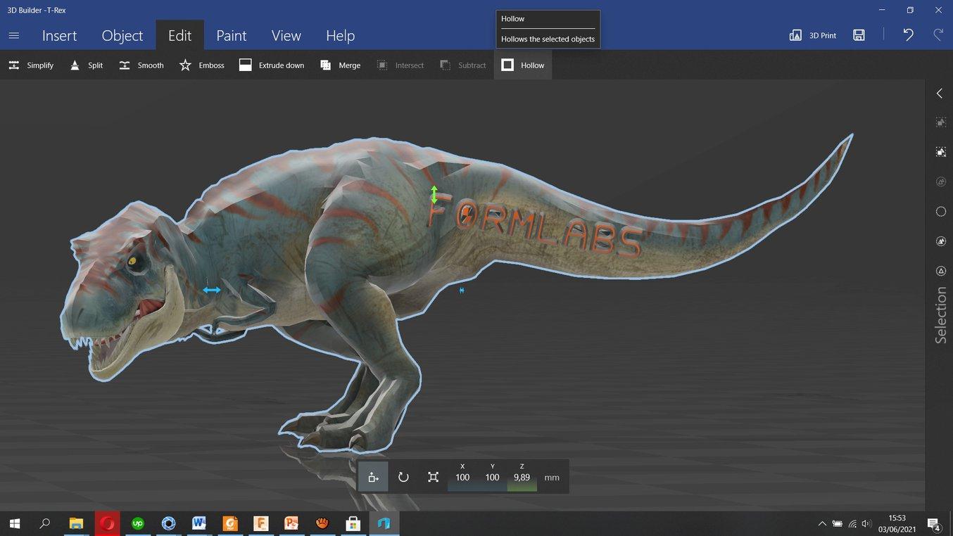 3DBuilder de Windows ofrece algunas funciones sencillas para la edición de modelos 3D y la preparación de archivos para la impresión 3D.