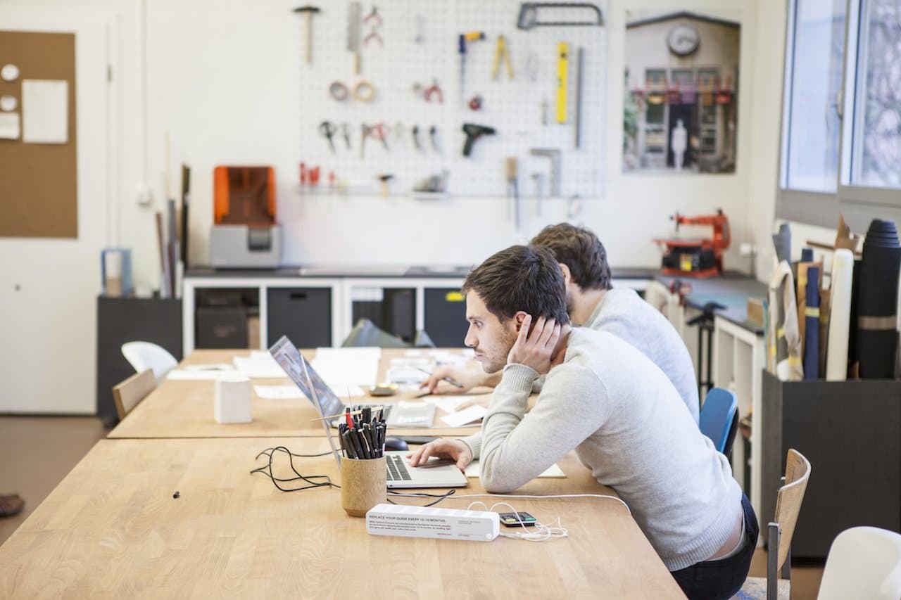 person working at laptop