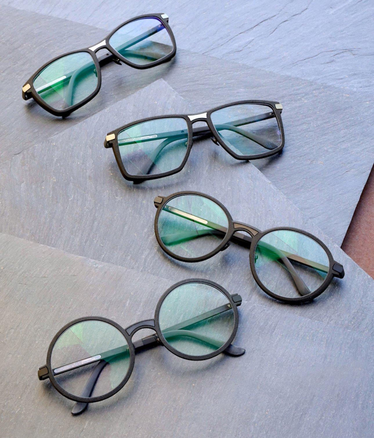 Gli occhiali di Marcus Marienfeld realizzati in Nylon 11 Powder e carbonio.