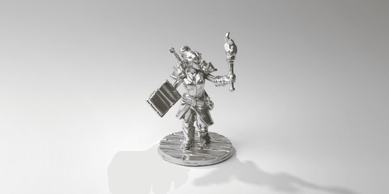 Metal miniature printing doesn't have to break the bank: This explorer metal figurine cost $8 in pewter material.