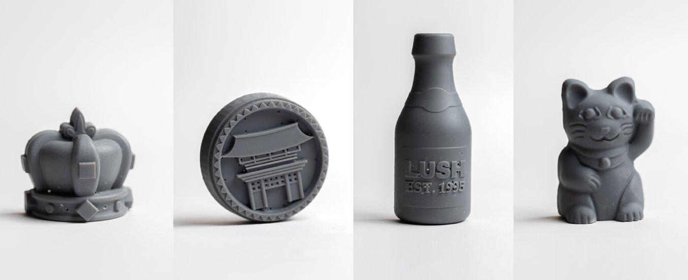 Various Lush products printed in Grey Resin.
