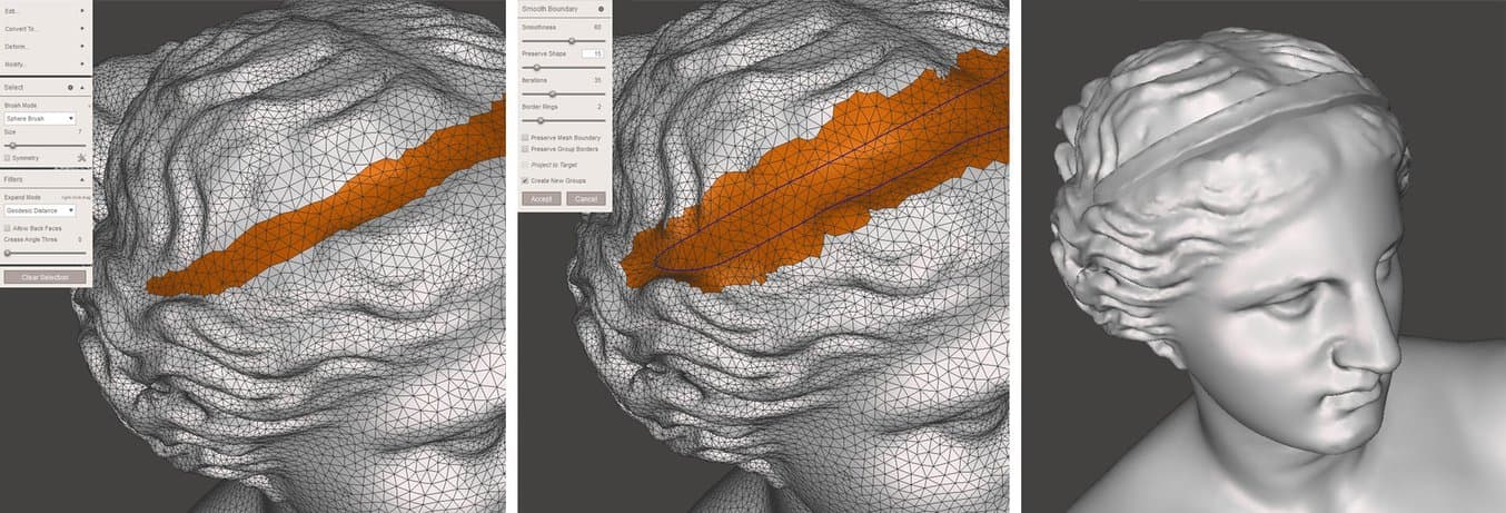 Creazione di una sezione più spessa tramite l'operazione Extrude (Estrudi).