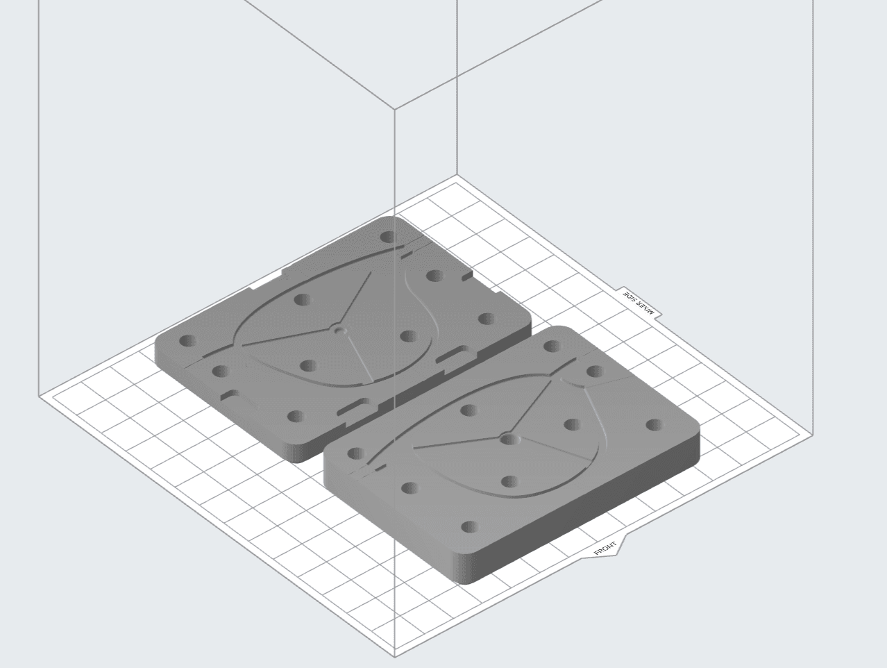 Verschiedene Spritzgussdesigns in der Druckvorbereitungssoftware PreForm von Formlabs.