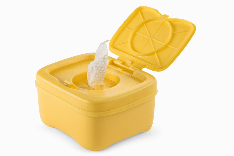 Durable Resin is perfect for prototyping products that will eventually be made of polypropylene, such as this container, which features a functional hinge and a snap-fit locking mechanism.